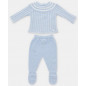 Conjunto de bebé niño de jubón y polaina de punto en celeste bebé-Martín Aranda