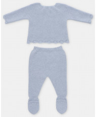Conjunto de bebé niño de jubón y polaina de punto en azul oceano-Martín Aranda