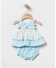 Conjunto Bluson Rayas Turquesa Bebé Niña-Coco Acqua