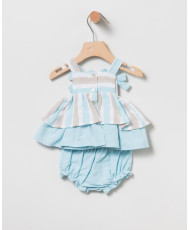 Conjunto Bluson Rayas Turquesa Bebé Niña-Coco Acqua