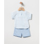Bermuda + Blusa Rayas Celeste Bebé Niño-Coco Acqua