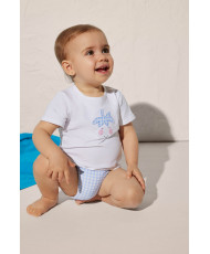 SET BAÑADOR CULETÍN BEBÉ VICHY Y CAMISETA BLANCA CON DETALLE -Yasabel Mora