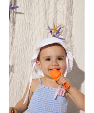 GORRO DE PLAYA BEBÉ EN BLANCO LISO AJUSTABLE-Ysabel Mora