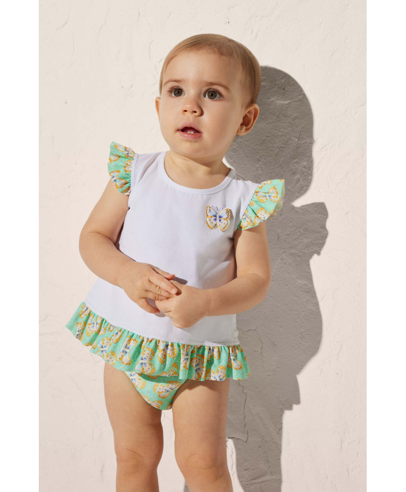 SET BLUSA, CULETÍN Y GORRO ESTAMPADO MARIPOSAS-Ysabel Mora