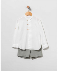 Camisa y bermuda Lino verde kaki-Coco Ceremonia