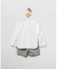 Camisa y bermuda Lino verde kaki-Coco Ceremonia