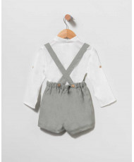 Camisa con bermuda tirante Lino verde kaki-Coco Ceremonia