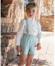 Conjunto Lino Familia "Miami"Bebé Niño Verde Agua-Coco Cerrmonia