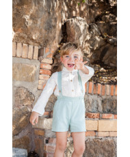 Conjunto Lino Familia "Miami"Bebé Niño Verde Agua-Coco Cerrmonia