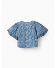 Camiseta De Algodón Con Estampado Para Niña 'Cropped', Azul/Blanco-Zippy