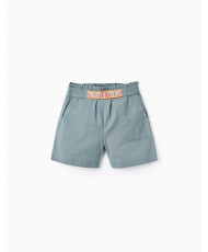 Shorts De Algodón Y Lino Con Bordados Y Abalorios Para Niña, Verde-Zippy