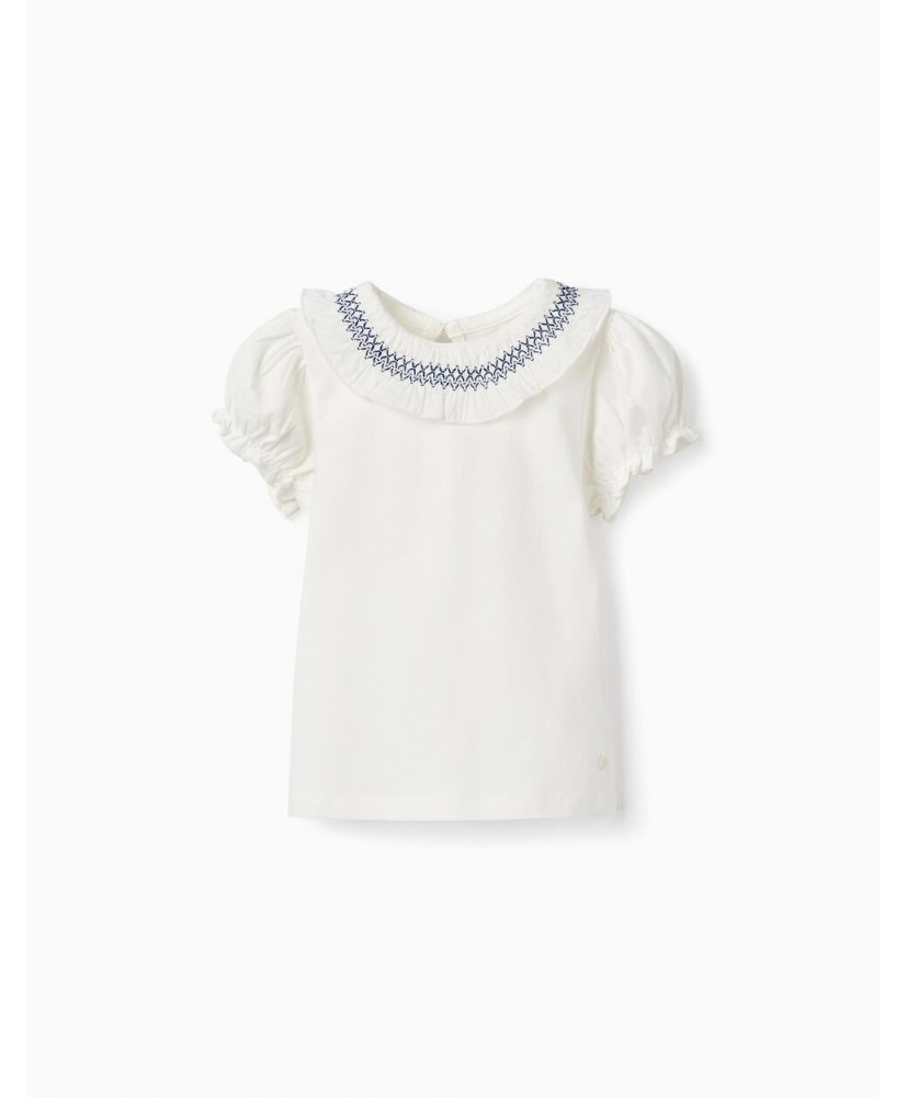 Camiseta De Manga Corta Con Volantes Para Bebé Niña, Blanco--Zippy Camiseta De Manga Corta Con Volantes Para Bebé Niña, Blanco--Zippy