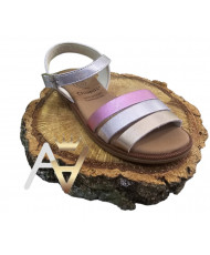 Sandalia Piel Multicolor Laminado-Chispas