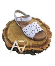 Sandalia Piel Nappa Blanco-Chispas
