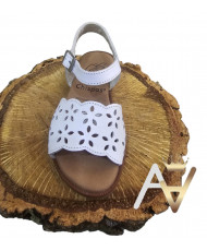 Sandalia Piel Nappa Blanco-Chispas