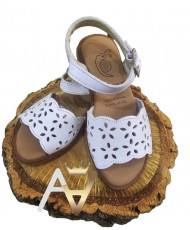 Sandalia Piel Nappa Blanco-Chispas