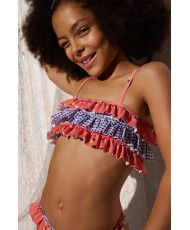 BIKINI DE NIÑA TOP Y BRAGA CON VOLANTES ESTAMPADOS-Ysabel Mora