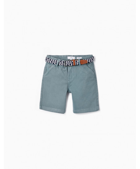Pantalones Cortos Midi Con Cinturón Para Niño, Azul-Zippy