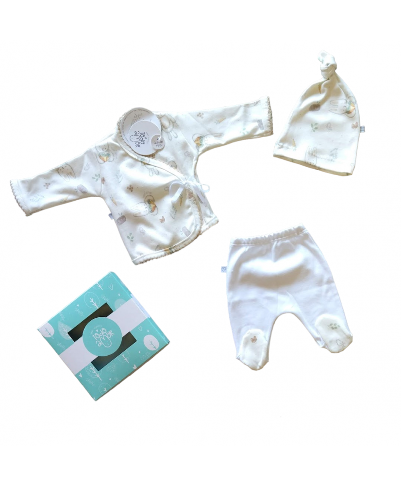 Conjunto 3 Piezas Prematuro Estampa Amore-Todo Amor Baby