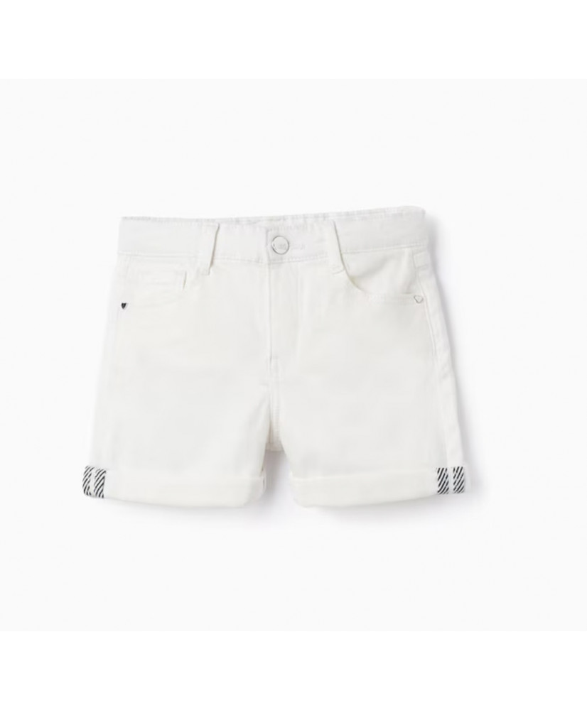 Short de niña en sarga con cintura ajustable-Zippy Short de niña en sarga con cintura ajustable-Zippy