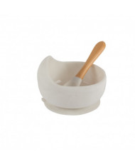 Bol de Silicona con Cuchara de Madera Personalizado -Boann