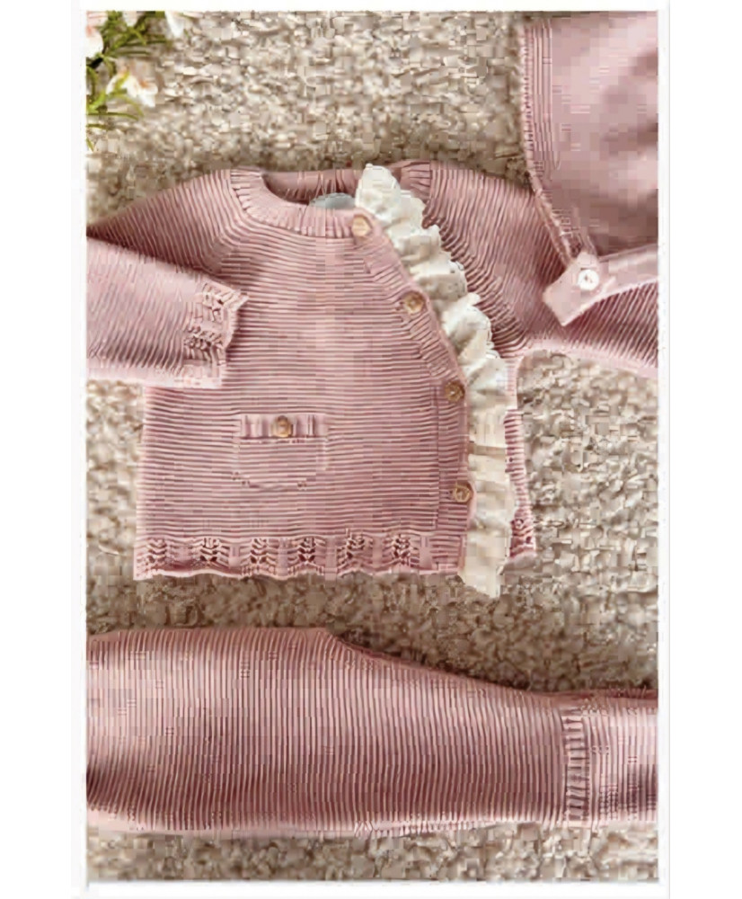 Conjunto Punto Puntilla Rosa Empolvado-Valentina Bebés