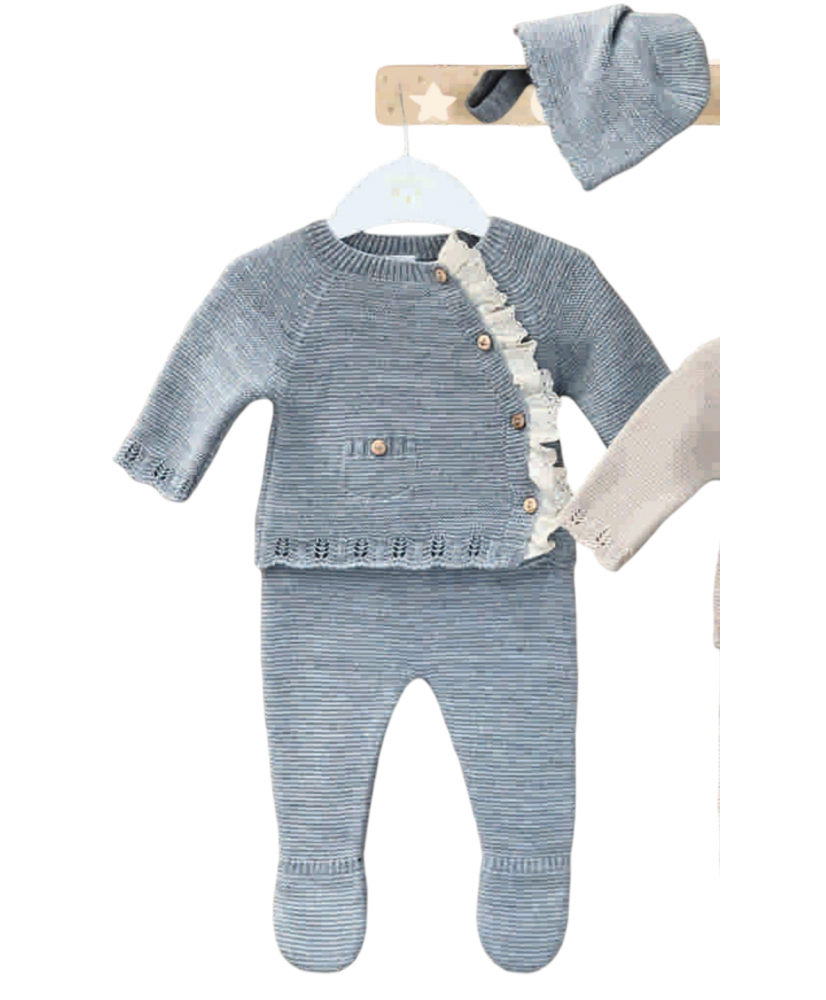 Conjunto Punto Puntilla Gris-Valentina Bebés