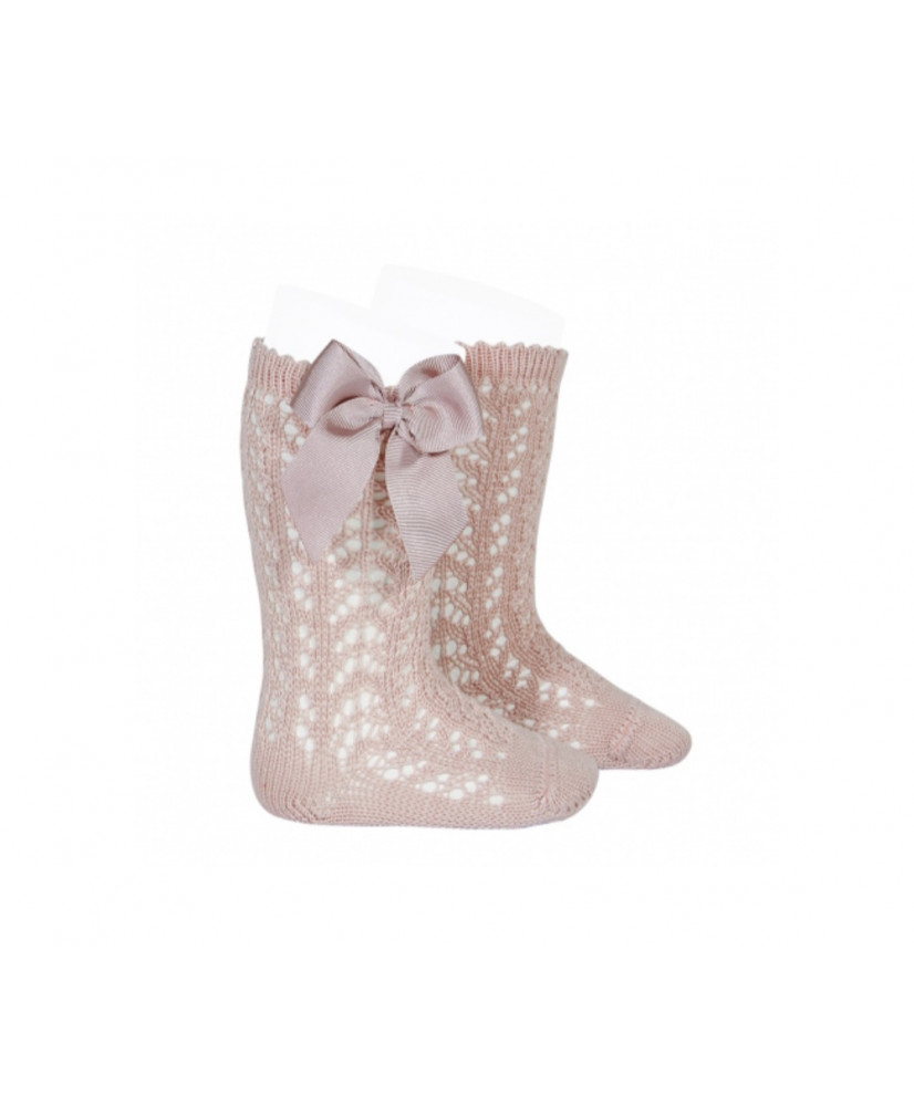Calcetines Altos Calados con Lazo Rosa Empolvado 544 -Cóndor