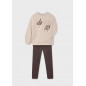 Conjunto legging y sudadera texto chica chocolate-Mayoral