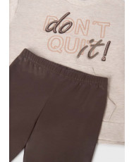 Conjunto legging y sudadera texto chica chocolate-Mayoral