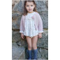 Conjunto de bebé niña de vestido con cubrepañal microestampado en rosa Peonia-Martín Aranda
