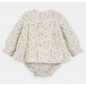 Conjunto de bebé niña de vestido con cubrepañal microestampado en rosa Peonia-Martín Aranda