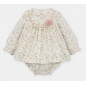 Conjunto de bebé niña de vestido con cubrepañal microestampado en rosa Peonia-Martín Aranda