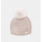 Gorro de niña de punto con pompón de pelo natural en rosa palo-Martín Aranda Gorro de niña de punto con pompón de pelo natural en rosa palo-Martín Aranda