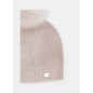 Gorro de niña de punto con pompón de pelo natural en rosa palo-Martín Aranda Gorro de niña de punto con pompón de pelo natural en rosa palo-Martín Aranda