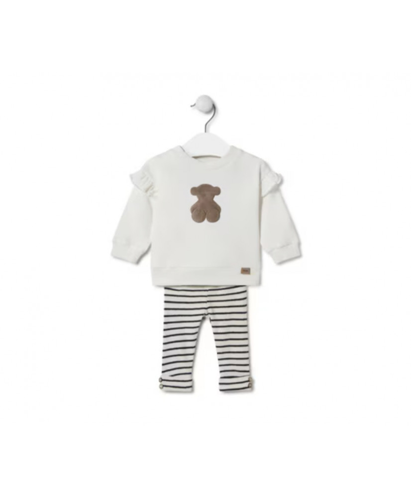 Conjunto de niña liso y rayas Black crudo- Tous Baby Conjunto de niña liso y rayas Black crudo- Tous Baby