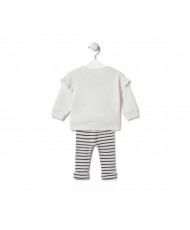 Conjunto de niña liso y rayas Black crudo- Tous Baby