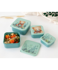 SET PORTA-ALIMENTOS 4 UNIDADES OSO VERDE SALVIA COLECCIÓN "HONEY"-Kiokids