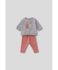 Conjunto recien nacido niña gris melange-Street Monkey