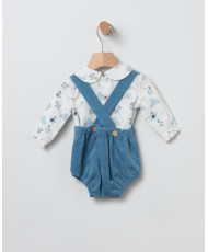 Ranita + Blusa Pájaros Celeste-Coco Acqua