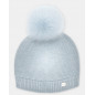 Gorro unisex de punto con pompón de pelo natural en celeste grisáceo-Martín Aranda