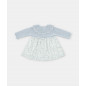 Vestido de bebé niña combinado con florecitas en celeste grisáceo-Martín Aranda Vestido de bebé niña combinado con florecitas en celeste grisáceo-Martín Aranda