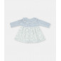 Vestido de bebé niña combinado con florecitas en celeste grisáceo-Martín Aranda Vestido de bebé niña combinado con florecitas en celeste grisáceo-Martín Aranda