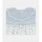 Vestido de bebé niña combinado con florecitas en celeste grisáceo-Martín Aranda Vestido de bebé niña combinado con florecitas en celeste grisáceo-Martín Aranda