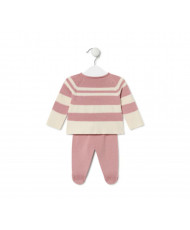 Conjunto de Punto de  Bebé Tricort a Rayas Rosa-Tous Baby