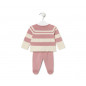 Conjunto de Punto de  Bebé Tricort a Rayas Rosa-Tous Baby