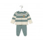 Conjunto de Punto de Bebé Tricot a Rayas Verde-Tous Baby