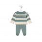 Conjunto de Punto de Bebé Tricot a Rayas Verde-Tous Baby