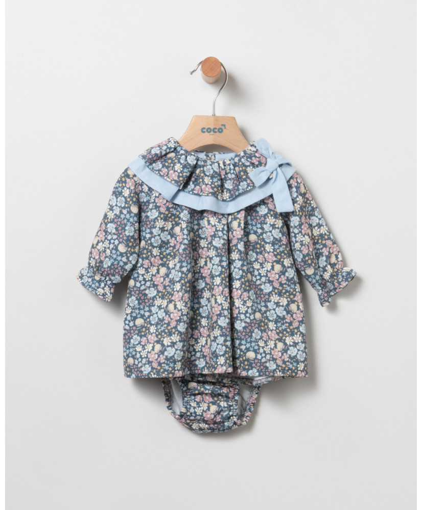 Vestido Flores Petrol + Braga- Coco Acqua