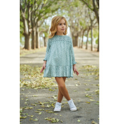Vestido Niña Pequeño Verde Florecitas-La Ormiga